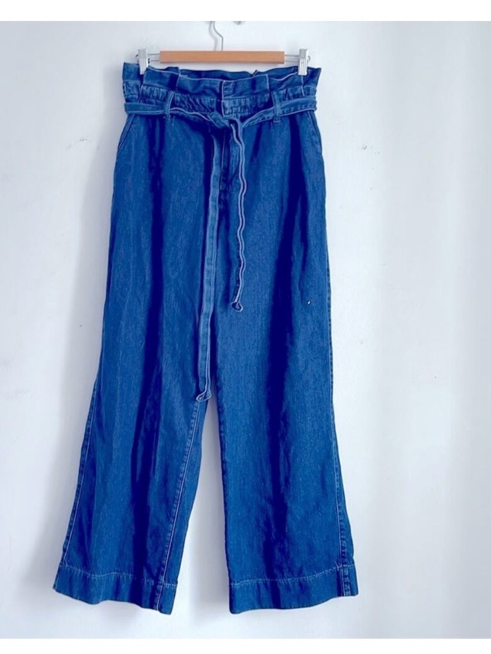 Boden Wide Leg Paperbag belted waisted hi rise Jean trouser pants sz 6